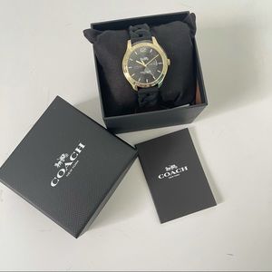 New In Box Coach Maddy Watch 34mm Black & Gold